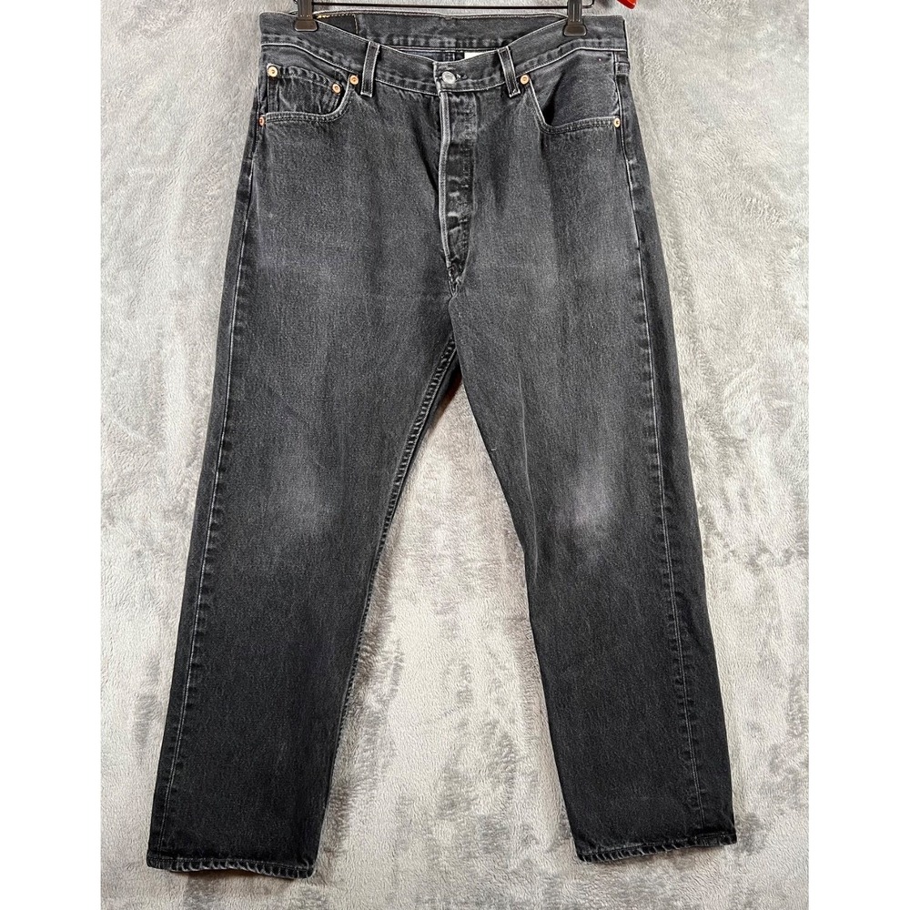 Levis 501 Jeans Mens 36x30 (32x29) Black Button Fly Straight Made In Mexico VTG